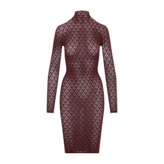 Wolford Burgundy Mermaid Net Polyamide Mini Dress-Donna