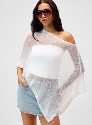 Twik Womens Asymmetrical slub jersey poncho