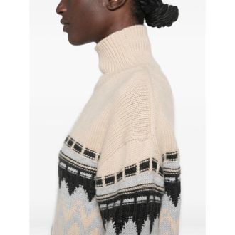 Allude Fair Isle Knit Sweater - Beige