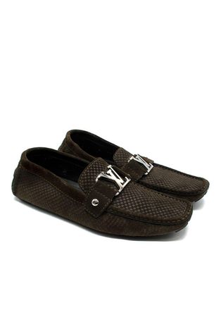 Louis Vuitton Khaki Suede Monte Carlo Slip On Loafers Size 40