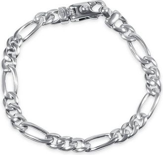 Pompeii3 Mens Figaro Link 14k Gold (23gram) or Platinum (37gram) 7.5mm Bracelet 8