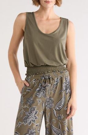 Ellen Tracy Smocked Tank in Light Olive at Nordstrom Rack, Size X-Small