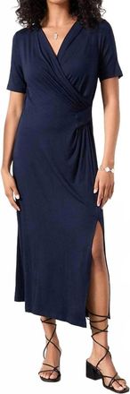 Karen Kane Faux Wrap Midi Dress In Navy