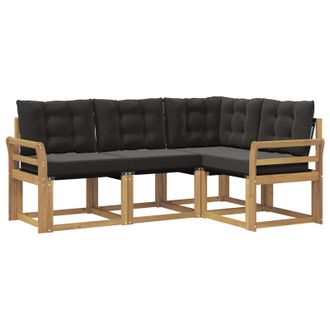 vidaXL Conjunto De Sof&aacute;s De Exterior Con Coj&iacute;n 4 Pcs Blanco Y Negro Vidaxl