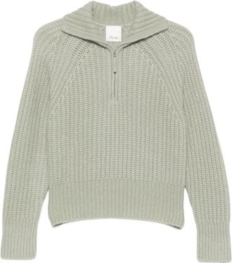 Allude Trui met hoge hals en rits - Dames - Ronde hals truien - Groen - XS - Truien & Vesten