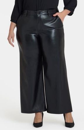 NYDJ Faux Leather Wide Leg Ankle Pants in Black at Nordstrom Rack, Size 18W
