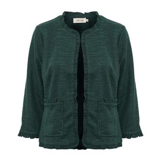 Cream Green Cardigan with Ruffle Edges - female - Cream - Cardigans - Green - 2XL - Knitwear