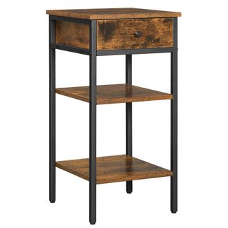 Vasagle Mesita de noche de 35 x 35 x 70 cm de color marr&oacute;n r&uacute;stico y negro