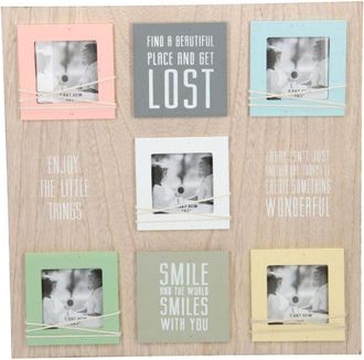 Trade Shop Trade Shop - Vintage Mdf Marco De Fotos De Pared 5 Lugares Con Frases De Madera 38x38 Cm
