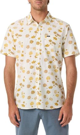 O'Neill Oasis Floral Short Sleeve Button-Up Shirt in Tofu at Nordstrom, Size Xx-Large