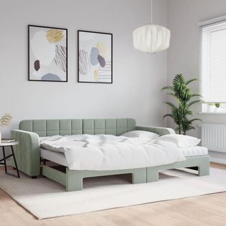 vidaXL Vidaxl - Sof&aacute; Cama Nido Con Colch&oacute;n Terciopelo Gris Claro 90x190 Cm