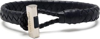 Ferragamo leather bracelet - men - Brass/Calf Leather - One Size - Blue