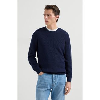 Brunello Cucinelli Cashmere English rib sweater in Navy Blue at Nordstrom, Size 54 It