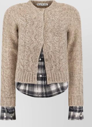 Acne Studios checked cotton-layered wool-blend cardigan