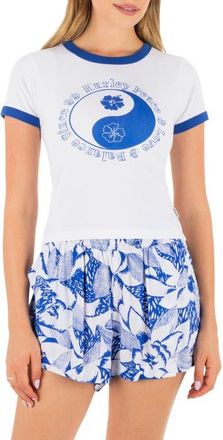 Hurley Peace Out Ringer Baby T-Shirt in Hydro at Nordstrom, Size X-Small