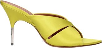 Amina Muaddi Groene Satijnen Stilettohak Sandalen - Dames - Muiltjes - Groen - 38 EU - Satijn - Schoenen
