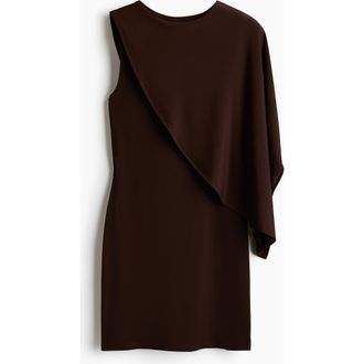 H&M Cape-detail Mini Dress in Dark Brown at Nordstrom, Size Xx-Small