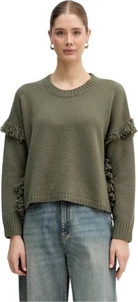 Benetton Trui met ronde hals - Dames - Ronde hals truien - Groen - XS - Wol - Truien & Vesten