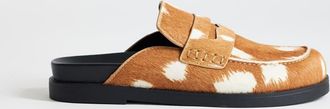 Topshop Addie - Sabot stile mocassini in vera pelle cavallino con stampa cerbiatto-Neutro