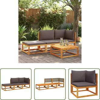 vidaXL Divano angolare - Set di divani da giardino 3 pezzi con cuscini in legno di acacia e rattan