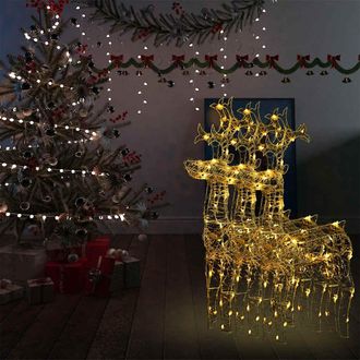vidaXL Adorno De Reno De Navidad Acr&iacute;lico 3 Unidades 60x16x100 Cm Vidaxl