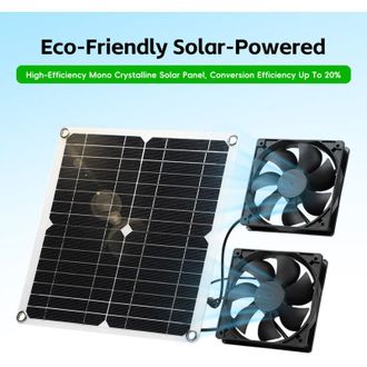 OEM Kit De Ventilador Solar Para Exteriores Con Dos Ventiladores De 12 W Para El Hogar, Caravana, Invernadero, Caseta De Mascotas, Resistente E Impermeabl