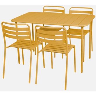 Sweeek Set tavolo da giardino bistrot in metallo con 4 sedie, 120cm