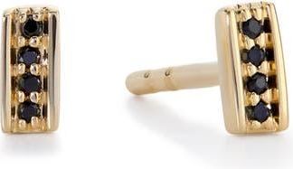 Monica Vinader Linear Black Spinel Stud Earrings in Yellow Gold at Nordstrom Rack
