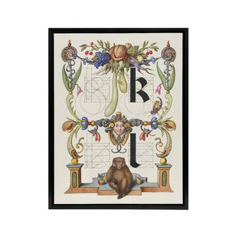 Artery8 Pictorial Letter Guide K & l Calligraphy Framed Canvas Wall Art in White | Size: W24 x H32