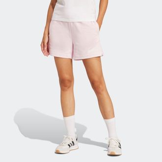 adidas Shorts ADIDAS SPORTSWEAR W LIN FT SHO, Damen, Gr. XL, N-Gr, pink (clear pink, wei&szlig;), Obermaterial: 55% Baumwolle, 36% Polyester, 9% Viskose, Hosen Sho