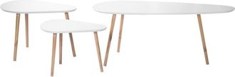 Calicosy Set de 3 mesas nido blanco y madera