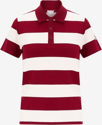 Moncler Gestreiftes Kurzarm-Polohemd aus dickem Jersey