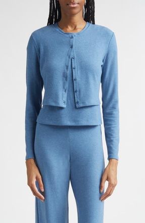 Leset Lauren Crop Cardigan in Bleuet Melange at Nordstrom, Size X-Large