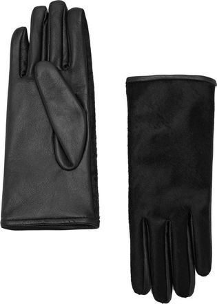 Mango Leather & Faux Fur Reversible Gloves in Black at Nordstrom, Size Small