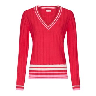 Liu Jo Maglia chiusa M/L - Dames - V-hals truien - Rood - M - Truien & Vesten