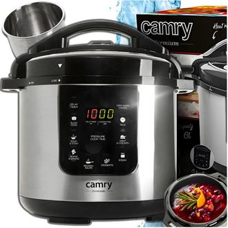 Camry cr 6409 multi-cooker 6 l 1000 w nero, acciaio inox