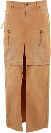 Dsquared2 Midi Skirts, female, Beige, Size: M Utility Distressed Long Skirt