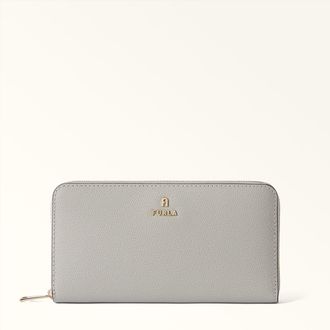 Furla Camelia Zip Around Xl Stone Gray+cremino Int. Grey Textured Leather Woman