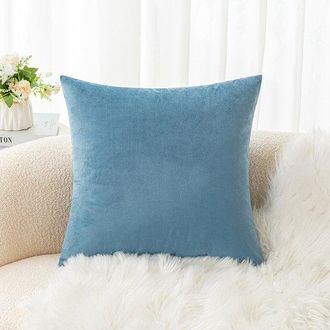 OEM Coj&iacute;n De Sof&aacute; De Terciopelo Estilo N&oacute;rdico, Coj&iacute;n Lumbar Para Oficina, Funda De Coj&iacute;n De Felpa De 4545 Cm (sin Relleno) - Azul