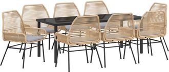 vidaXL Garden Dining Set 9 pcs Brown Poly Rattan vidaXL