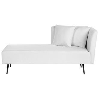Beliani Beliani - Chaise Longue Moderno Derecho Tapicer&iacute;a De Tela De Poli&eacute;ster Con Cojines Patas De Metal Div&aacute;n Blanco Riom