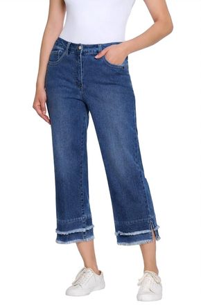Multiples Womens Button Zip Front 5 Pocket Crop Jean In Indigo