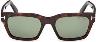 Tom Ford 55mm Polarized Square Sunglasses in Dark Havana /Polarized Green at Nordstrom