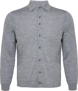 R2 Amsterdam Gebreid shirt in R2-stijl - Heren - Casual Overhemden - Grijs - XL - Overhemden