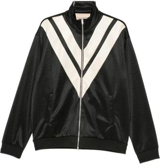 Valentino Light Jackets, male, Black, Size: XL Chevron Zip Sweatshirt
