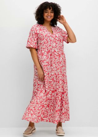 Sheego Maxikleid SHEEGO Maxikleid, Damen, Gr. 40, Normalgr&ouml;ssen, hummer, gemustert, 100% Viskose, gemustert, lang, V-Ausschnitt, Kleider Maxikleid