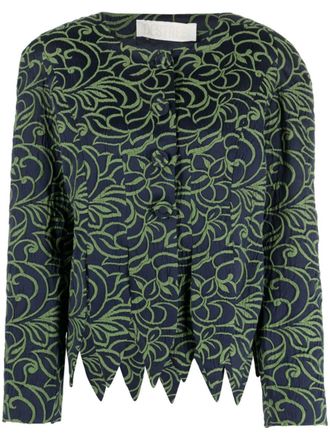 D'Estrëe Paris Wade floral-jacquard satin jacket - women - Cotton/Polyester/Acrylic/Viscose - M - Blue