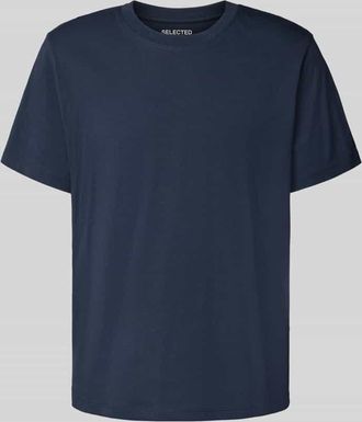 Selected Regular Fit T-Shirt aus Baumwoll-Mix Modell ASPEN in Marine, Größe XXL