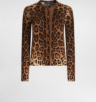 Dolce & Gabbana Leo-print Wool Cardigan - Woman Sweaters And Cardigans Animal Print 36