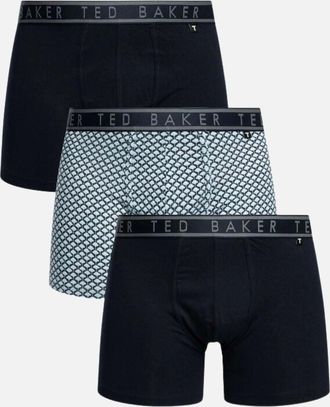 Ted Baker Mens 3-Pack Palms Print Boxer Briefs, Navy - Black - Size: 33/32/32